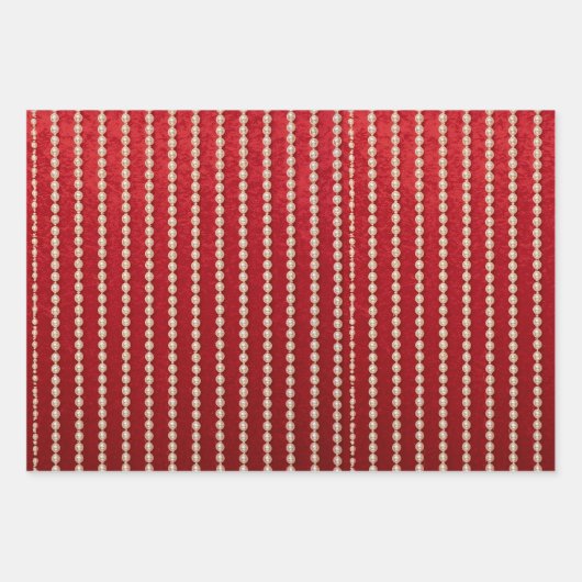 Roter und Weißer Samt-Look Geschenkpapier Set (Vorderseite)