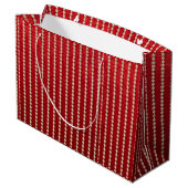 Roter und Weißer Samt-Look Große Geschenktüte (Rückseite Schrägansicht)