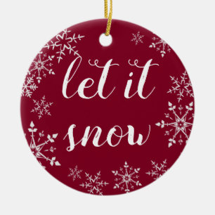 Roter und weißer Schneeflocken Hintergrund Weihnac Keramik Ornament