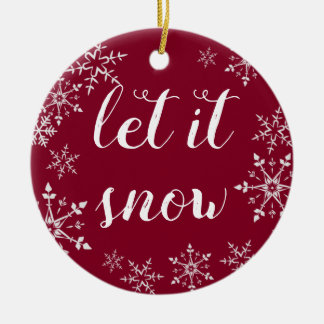Roter und weißer Schneeflocken Hintergrund Weihnac Keramik Ornament