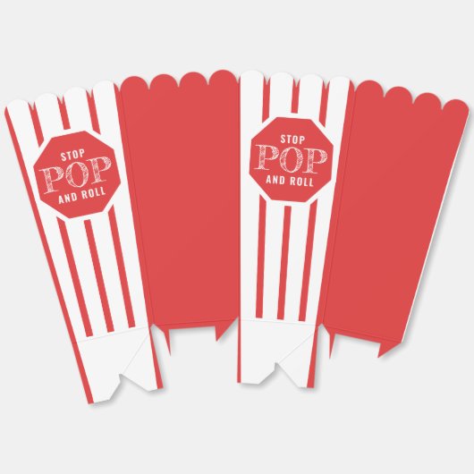 Roter und weißer Streifen Stopp Pop & Roll Funny P Geschenkschachtel (Ungeklappt)