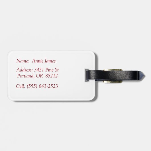 Roter und weißer Tulpe-Gepäck-Umbau personalisiert Gepäckanhänger (Rückseite horizontal)