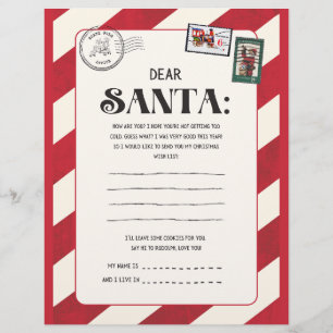 Roter und weißer vintage Weihnachts-Santa-Brief. Flyer