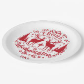 Roter und Weißer Weihnachten Pappteller (Schrägansicht)