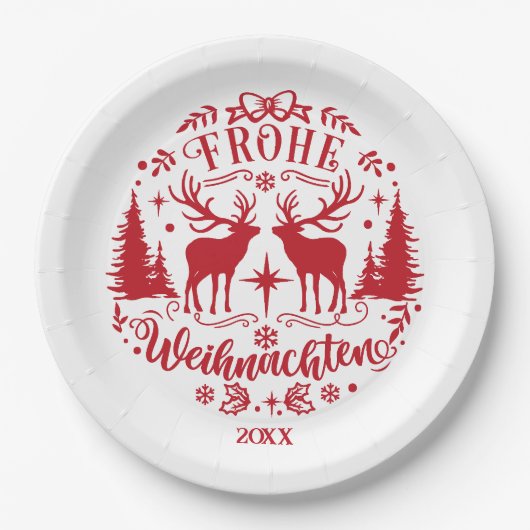 Roter und Weißer Weihnachten Pappteller (Vorderseite)