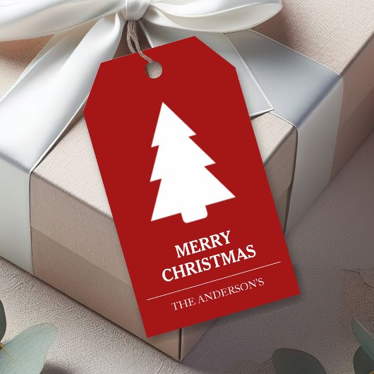 Roter und weißer Weihnachtsbaum Geschenkanhänger