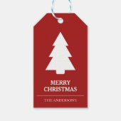 Roter und weißer Weihnachtsbaum Geschenkanhänger (Vorderseite)