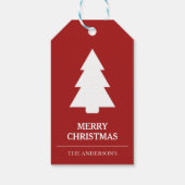 Roter und weißer Weihnachtsbaum Geschenkanhänger (Rückseite)