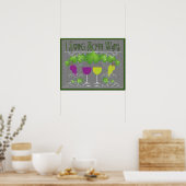 Roter und weißer Wein auf beiden Wegen schwingen Poster (Küche)