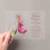 Roter und Weißer Wein Hochzeitsfeier Acryleinladungen (Insitu (Handheld))