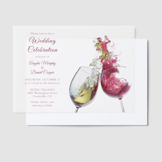 Roter und Weißer Wein Hochzeitsfeier Pergament Einladungen (Versetzt)