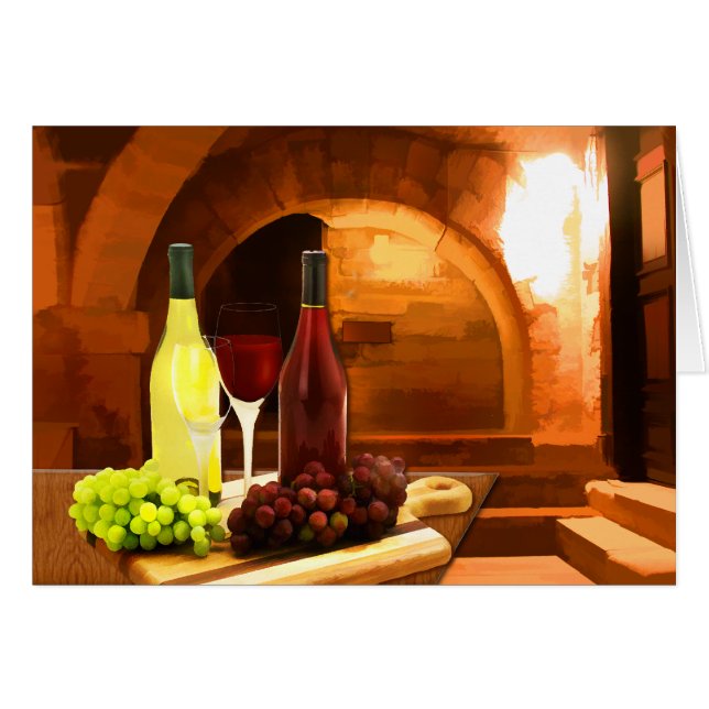 Roter und weißer Wein im Keller (Vorderseite (Horizontal))