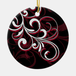 Roter und weißer Wirbel Keramik Ornament