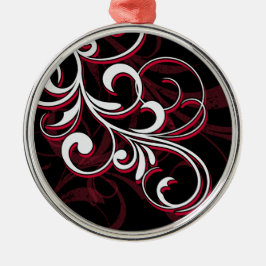 Roter und weißer Wirbel Ornament Aus Metall