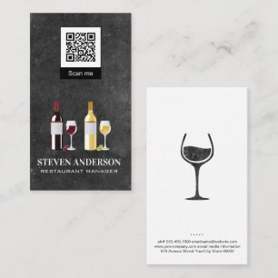 Roter und Weißwein Restaurant qr Code Visitenkarte