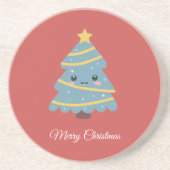 Roter Untersetzer mit Kawaii Weihnachtsbaum (Vorne)