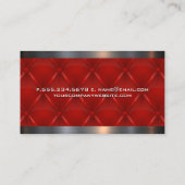 Roter Upholsterter Metallic Trim Visitenkarte (Rückseite)