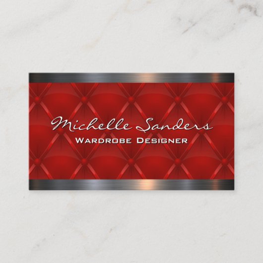 Roter Upholsterter Metallic Trim Visitenkarte (Vorderseite)