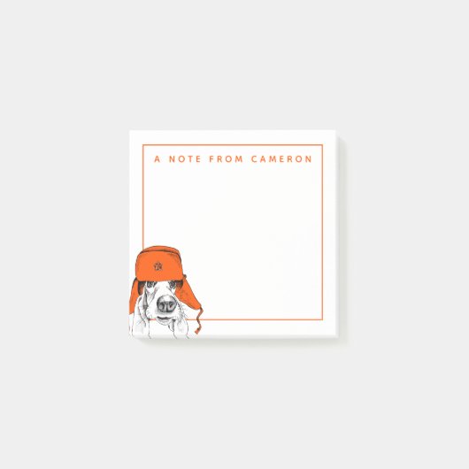 Roter Ushanka Hut | Basset Hounds | addieren Ihren Post-it Klebezettel (Vorderseite)