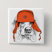 Roter Ushanka Hut Basset Hounds | Button (Vorderseite)