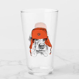 Roter Ushanka Hut Basset Hounds Glas