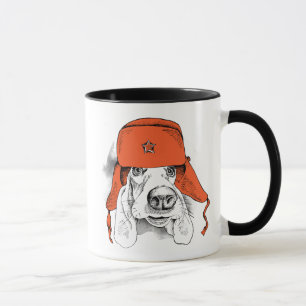 Roter Ushanka Hut Basset Hounds   Tasse
