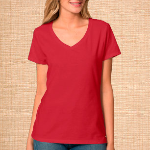Roter V-Neck-T - Shirt für Frauen / Anpassen