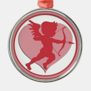 Roter Valentinstag-Amor und Herz-Verzierung Ornament Aus Metall