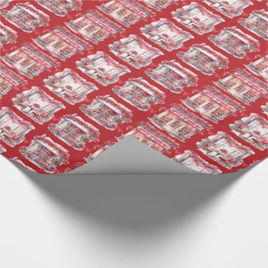 Roter Valentinstag Kaffe Romantische Geschenkpapier (Ecke)