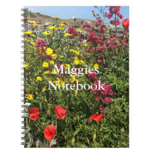 Roter Valerian, Gelbe Milchkühe und Rote Pflaumen Notizblock