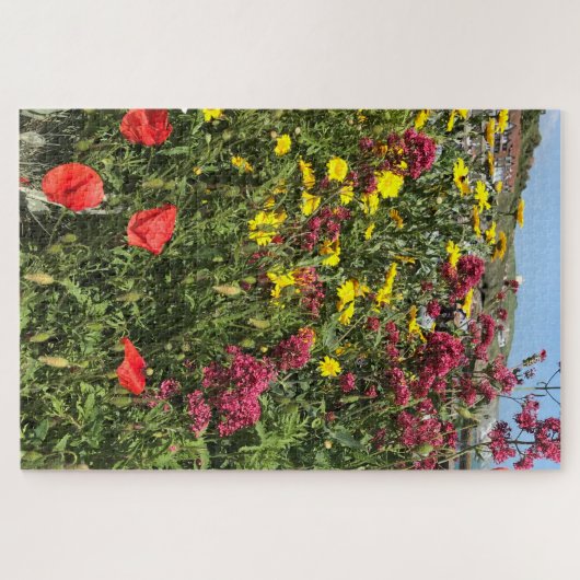 Roter Valerian, Rote Pflaumen und Gelbe Daisien Puzzle (Horizontal)