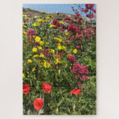 Roter Valerian, Rote Pflaumen und Gelbe Daisien Puzzle (Vertikal)