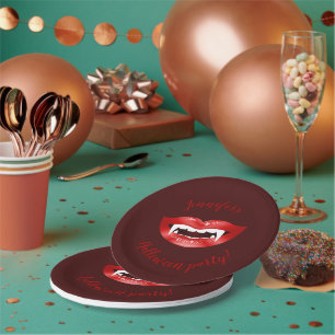 Roter Vampir-Mund mit individuellem Halloween-Part Pappteller