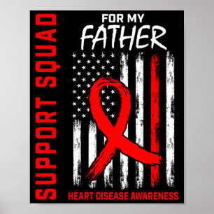 Roter Vater-Vater-Herzkrankheit-Bewusstseinsflagge Poster