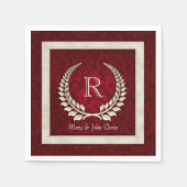 Roter Velourskörper mit Perlenrahmen Serviette (Vorderseite)