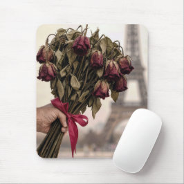 Roter verwelkter Rosenstrauß in Paris  Mousepad