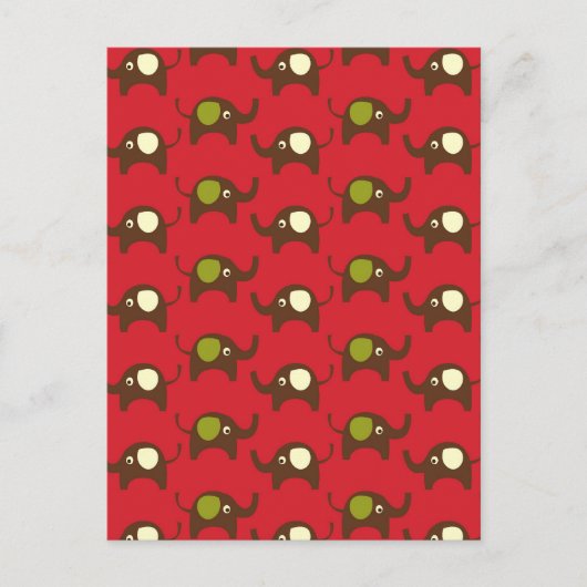 Roter viel Glück-Elefantenmuster Postkarte (Vorderseite)