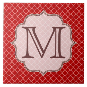 Roter Viertelblatt-Monogramm-Display-Fliese Fliese