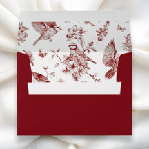 Roter Vintage-Chinoiserie-Blumenvogel