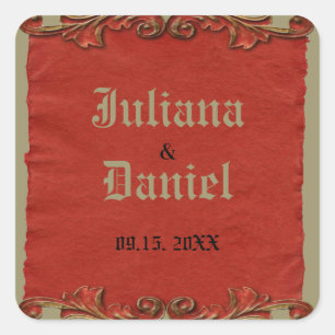 Roter Vintage-Gotik-Schlüssel zum Speichern des Da Quadratischer Aufkleber