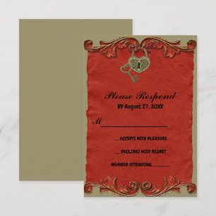 Roter Vintage-Gotischer-Skelett-Schlüssel Save-the RSVP Karte