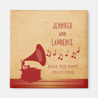 Roter Vintage-Grammophon Save-the-Date-Magnet