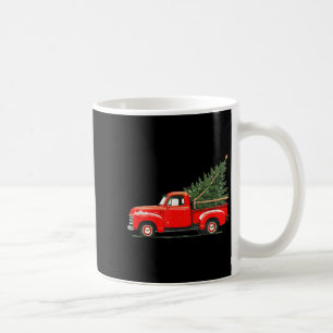 Roter Vintage-LKW mit Baum im Retro-Weihnachtsstil Kaffeetasse