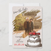 Roter Vintage-LKW Save The Date (Vorderseite)