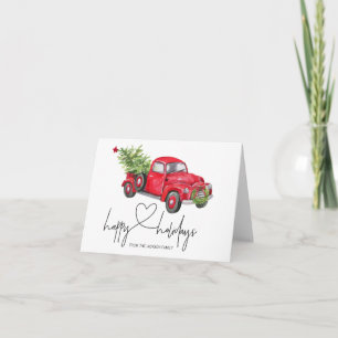 Roter Vintage-LKW Weihnachtsbaum Frohe Feiertage Karte