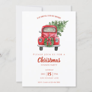 Roter Vintage-LKW-Weihnachtsdinner-Party Einladung