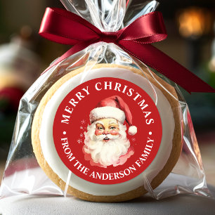 Roter Vintage Retro Weihnachtsmann Frohe Weihnacht Runder Aufkleber