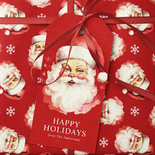 Roter Vintage Retro Weihnachtsmann Weihnachten Geschenkanhänger