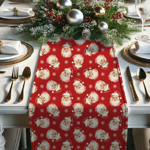 Roter Vintage Retro Weihnachtsmann Weihnachten Kurzer Tischläufer