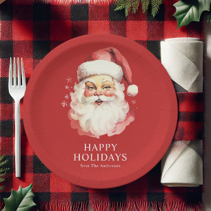 Roter Vintage Retro Weihnachtsmann Weihnachten Pappteller